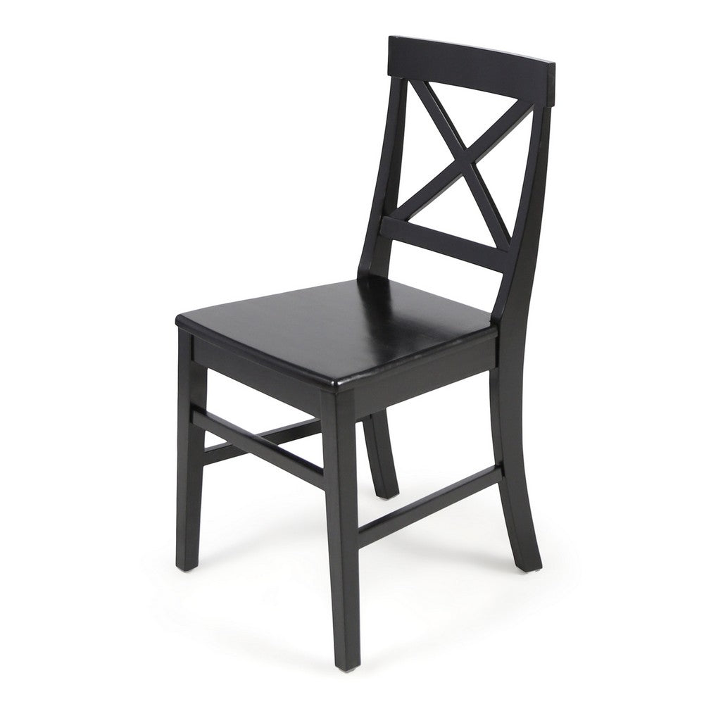 Ricks Dining Chair Set of 2, Crossed X Back, Curved Back Legs, Black Wood -BM323431