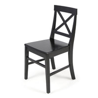 Ricks Dining Chair Set of 2, Crossed X Back, Curved Back Legs, Black Wood -BM323431