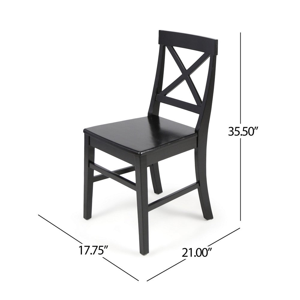 Ricks Dining Chair Set of 2, Crossed X Back, Curved Back Legs, Black Wood -BM323431