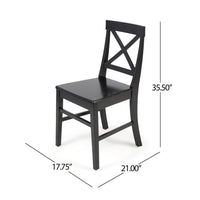 Ricks Dining Chair Set of 2, Crossed X Back, Curved Back Legs, Black Wood -BM323431
