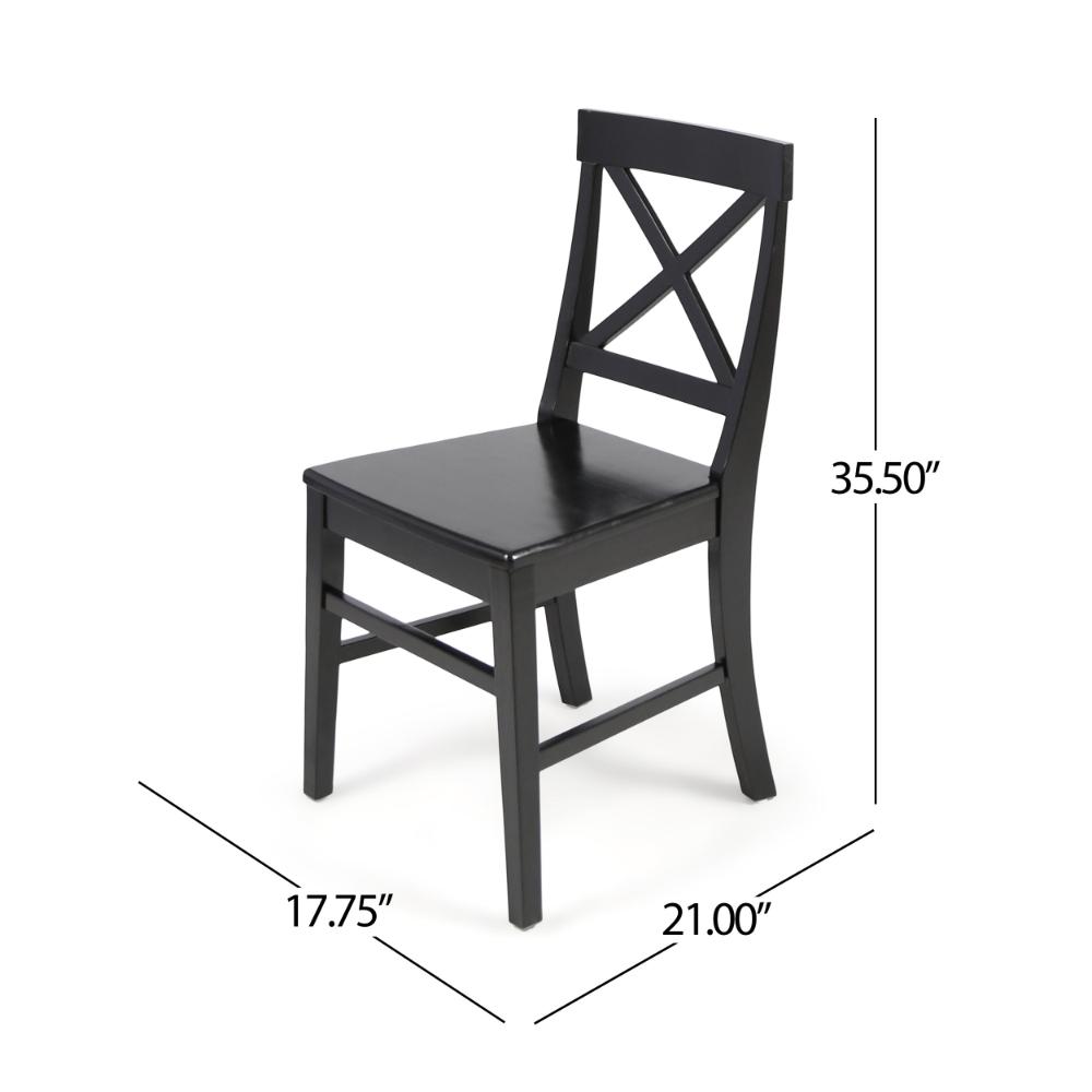 Ricks Dining Chair Set of 2, Crossed X Back, Curved Back Legs, Black Wood -BM323431