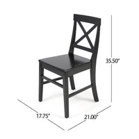 Ricks Dining Chair Set of 2, Crossed X Back, Curved Back Legs, Black Wood -BM323431