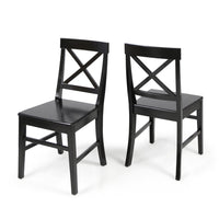 Ricks Dining Chair Set of 2, Crossed X Back, Curved Back Legs, Black Wood -BM323431