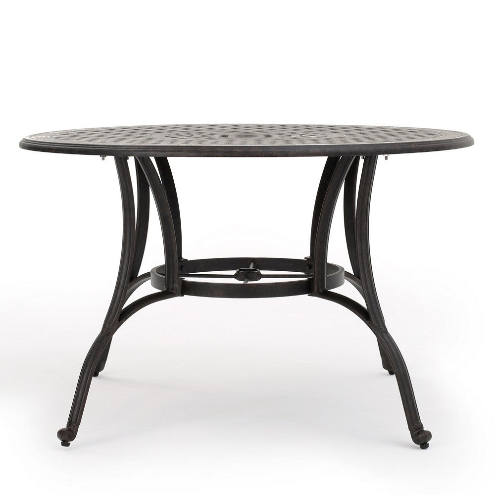 Simon Outdoor Dining Table, Round 47 Inch, Bronze Finished Cast Metal Frame -BM323433