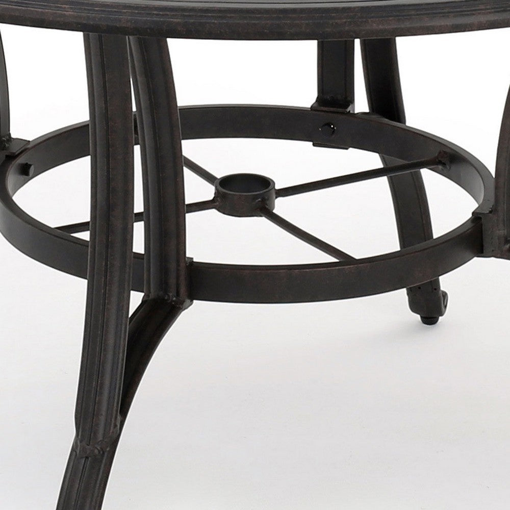Simon Outdoor Dining Table, Round 47 Inch, Bronze Finished Cast Metal Frame -BM323433