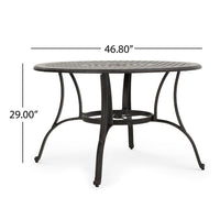 Simon Outdoor Dining Table, Round 47 Inch, Bronze Finished Cast Metal Frame -BM323433