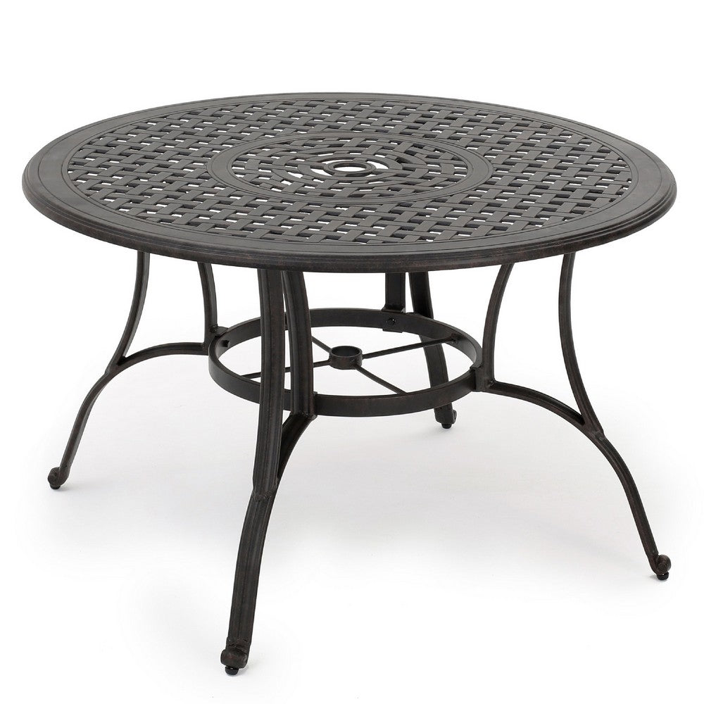 Simon Outdoor Dining Table, Round 47 Inch, Bronze Finished Cast Metal Frame -BM323433