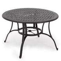Simon Outdoor Dining Table, Round 47 Inch, Bronze Finished Cast Metal Frame -BM323433