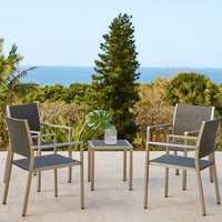 Kory Dining Chair Set of 2, Outdoor Woven Black Wicker Seat, Back, Gray -BM323435