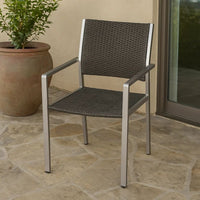 Kory Dining Chair Set of 2, Outdoor Woven Black Wicker Seat, Back, Gray -BM323435