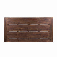 Nikay Outdoor Dining Table, Dark Brown Acacia Wood, White Iron, 71 Inch -BM323438