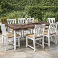 Nikay Outdoor Dining Table, Dark Brown Acacia Wood, White Iron, 71 Inch -BM323438