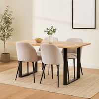 Logan Dining Table, Rectangular Brown Wood Top, Black Iron Legs, 55 Inch -BM323439