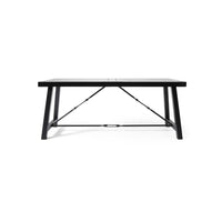 Shoma Dining Table, Dark Brown Wood Top, Iron Base, Rectangular 70 Inch -BM323440