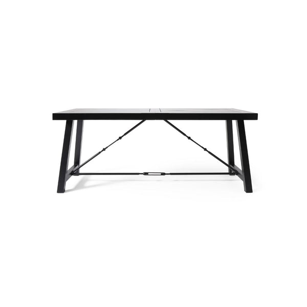 Shoma Dining Table, Dark Brown Wood Top, Iron Base, Rectangular 70 Inch -BM323440