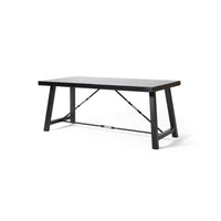 Shoma Dining Table, Dark Brown Wood Top, Iron Base, Rectangular 70 Inch -BM323440