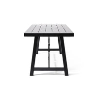 Shoma Dining Table, Dark Brown Wood Top, Iron Base, Rectangular 70 Inch -BM323440