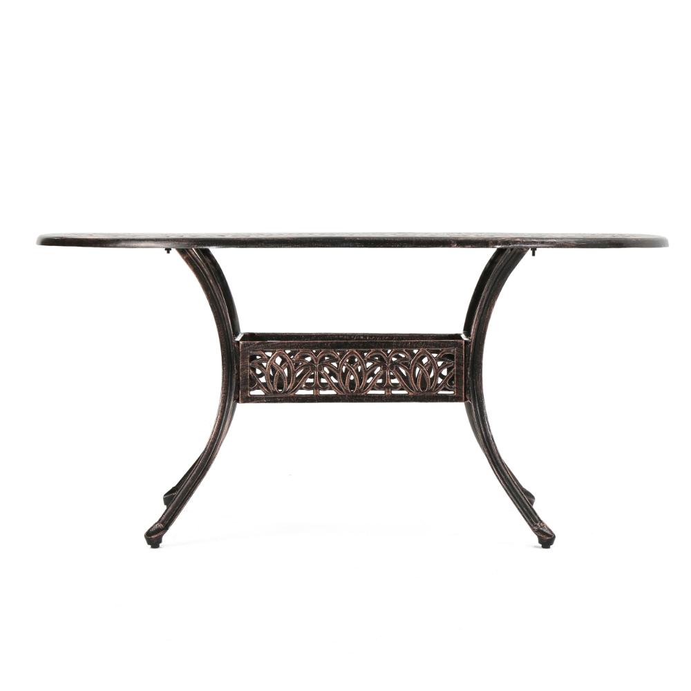 Tili Dining Table, Outdoor Metal, Floral Design, Shiny Copper, 59 Inch -BM323442