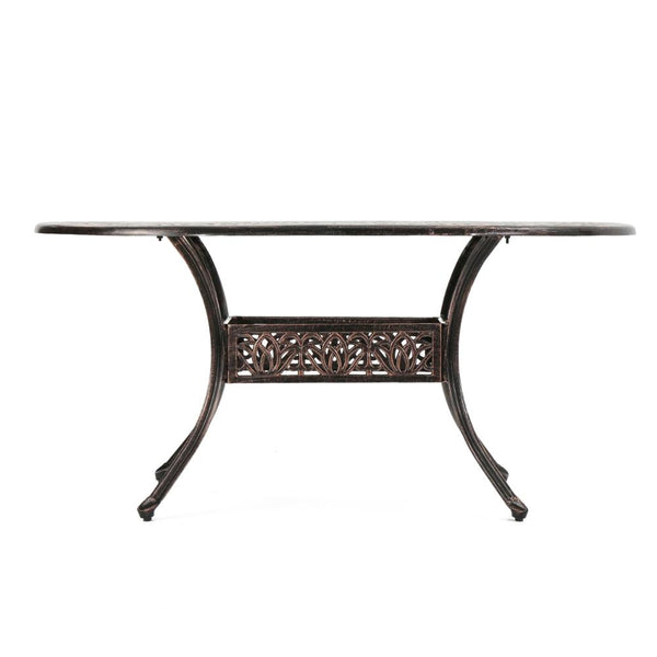 Tili Dining Table, Outdoor Metal, Floral Design, Shiny Copper, 59 Inch -BM323442
