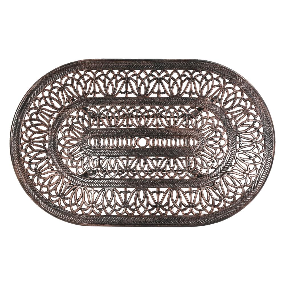 Tili Dining Table, Outdoor Metal, Floral Design, Shiny Copper, 59 Inch -BM323442