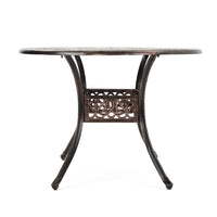 Tili Dining Table, Outdoor Metal, Floral Design, Shiny Copper, 59 Inch -BM323442