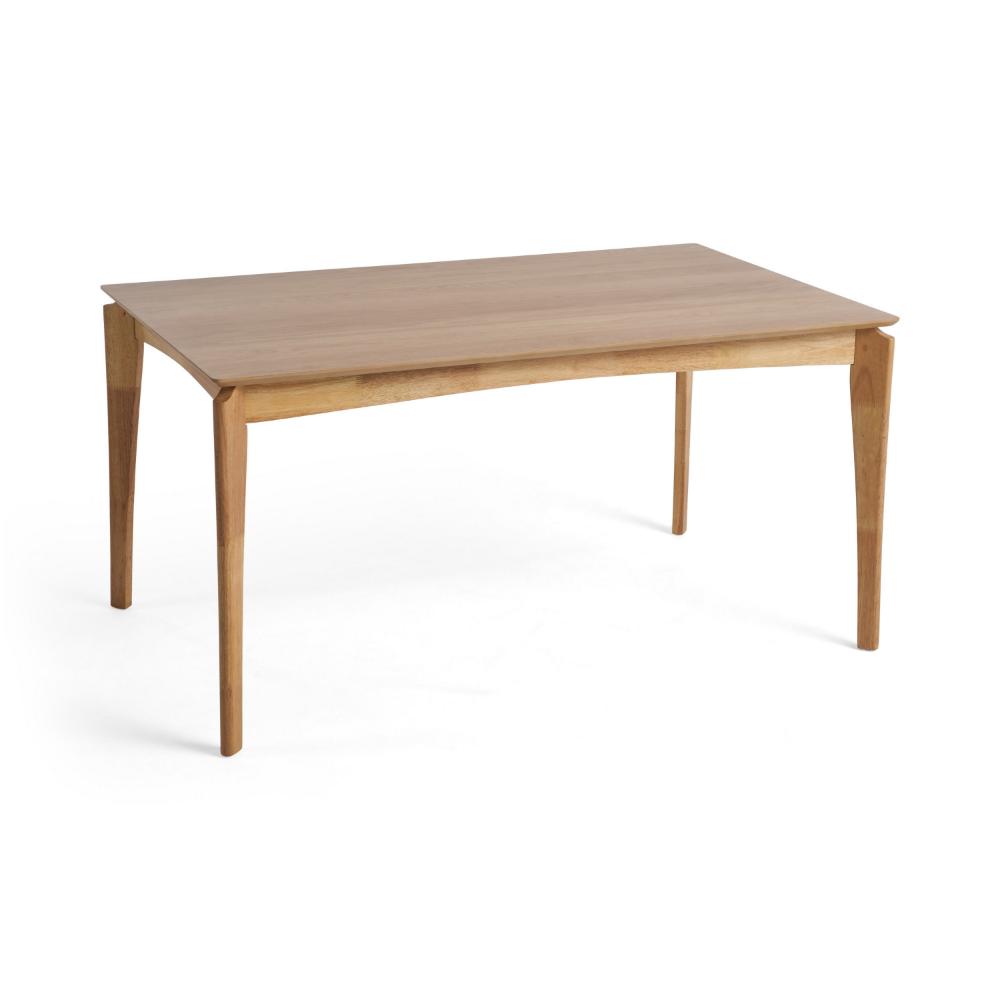 Jimi Dining Table, Brown Rubberwood, Tapered Legs, Rectangular 59 Inch
