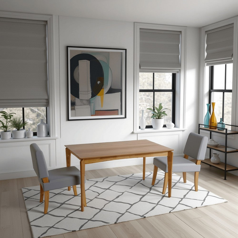Jimi Dining Table, Brown Rubberwood, Tapered Legs, Rectangular 59 Inch -BM323443