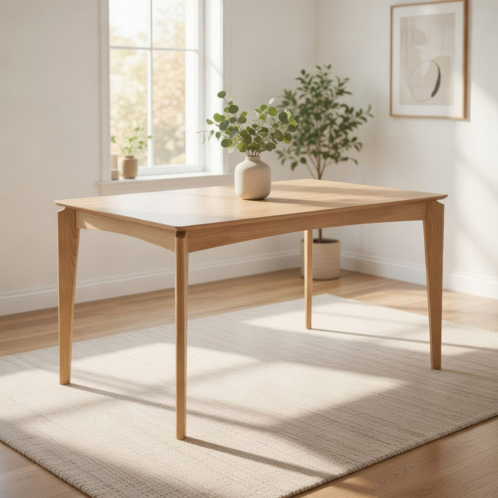 Jimi Dining Table, Brown Rubberwood, Tapered Legs, Rectangular 59 Inch -BM323443