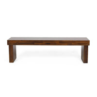 Gidi Dining Bench Set of 2, Dark Brown Acacia Wood, Heavy Solid Wood Legs -BM323445
