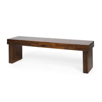 Gidi Dining Bench Set of 2, Dark Brown Acacia Wood, Heavy Solid Wood Legs -BM323445