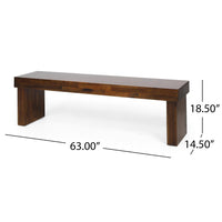 Gidi Dining Bench Set of 2, Dark Brown Acacia Wood, Heavy Solid Wood Legs -BM323445