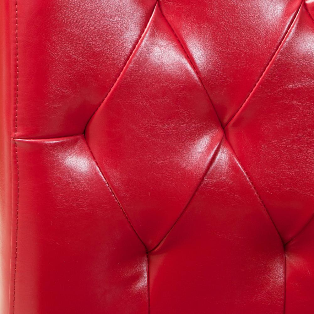 Lucie Dining Chair Set of 2, Red Bonded Leather, Tufted Back, Black -BM323555
