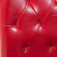 Lucie Dining Chair Set of 2, Red Bonded Leather, Tufted Back, Black -BM323555
