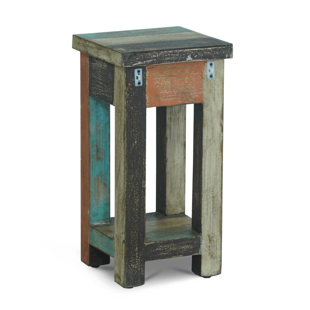 Laine End Table, Square 12 Inch, 1 Drawer, 1 Shelf, Teal and Brown -BM323557