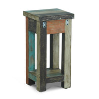 Laine End Table, Square 12 Inch, 1 Drawer, 1 Shelf, Teal and Brown -BM323557