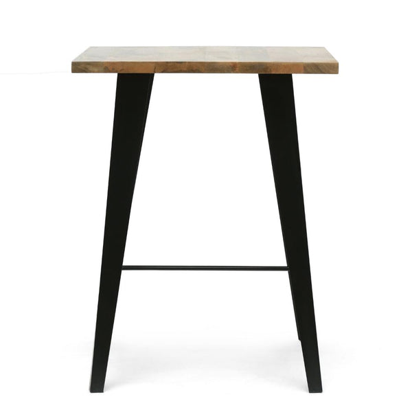 Boney Side End Table, Square 24 Inch Brown Wood, Angled Black Iron -BM323563