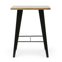 Boney Side End Table, Square 24 Inch Brown Wood, Angled Black Iron -BM323563