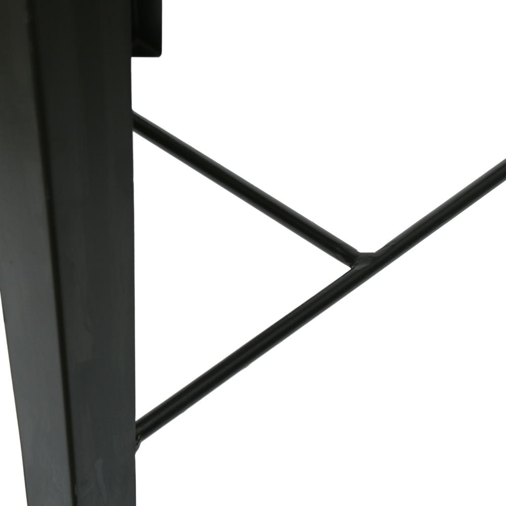 Boney Side End Table, Square 24 Inch Brown Wood, Angled Black Iron -BM323563