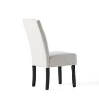 Alina Dining Chair Set of 2, Tufted Ivory Bonded Leather, Black Wood -BM323569