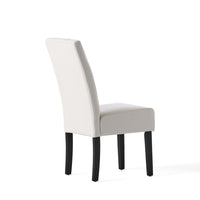 Alina Dining Chair Set of 2, Tufted Ivory Bonded Leather, Black Wood -BM323569
