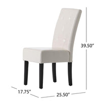 Alina Dining Chair Set of 2, Tufted Ivory Bonded Leather, Black Wood -BM323569