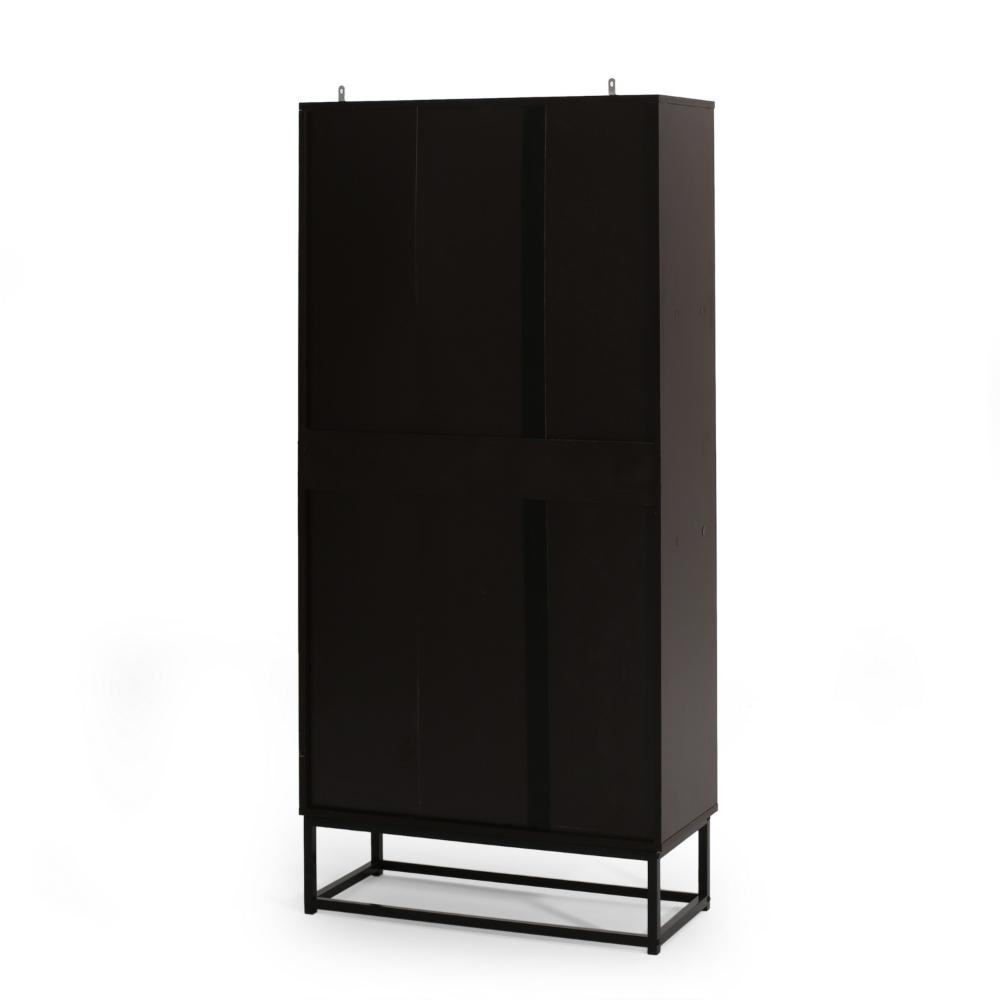 Ruby Bookcase, 5 V Angled Geometric Shelves, 65 Inch Dark Gray Wood -BM323571