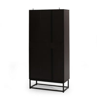 Ruby Bookcase, 5 V Angled Geometric Shelves, 65 Inch Dark Gray Wood -BM323571