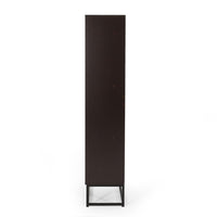 Ruby Bookcase, 5 V Angled Geometric Shelves, 65 Inch Dark Gray Wood -BM323571