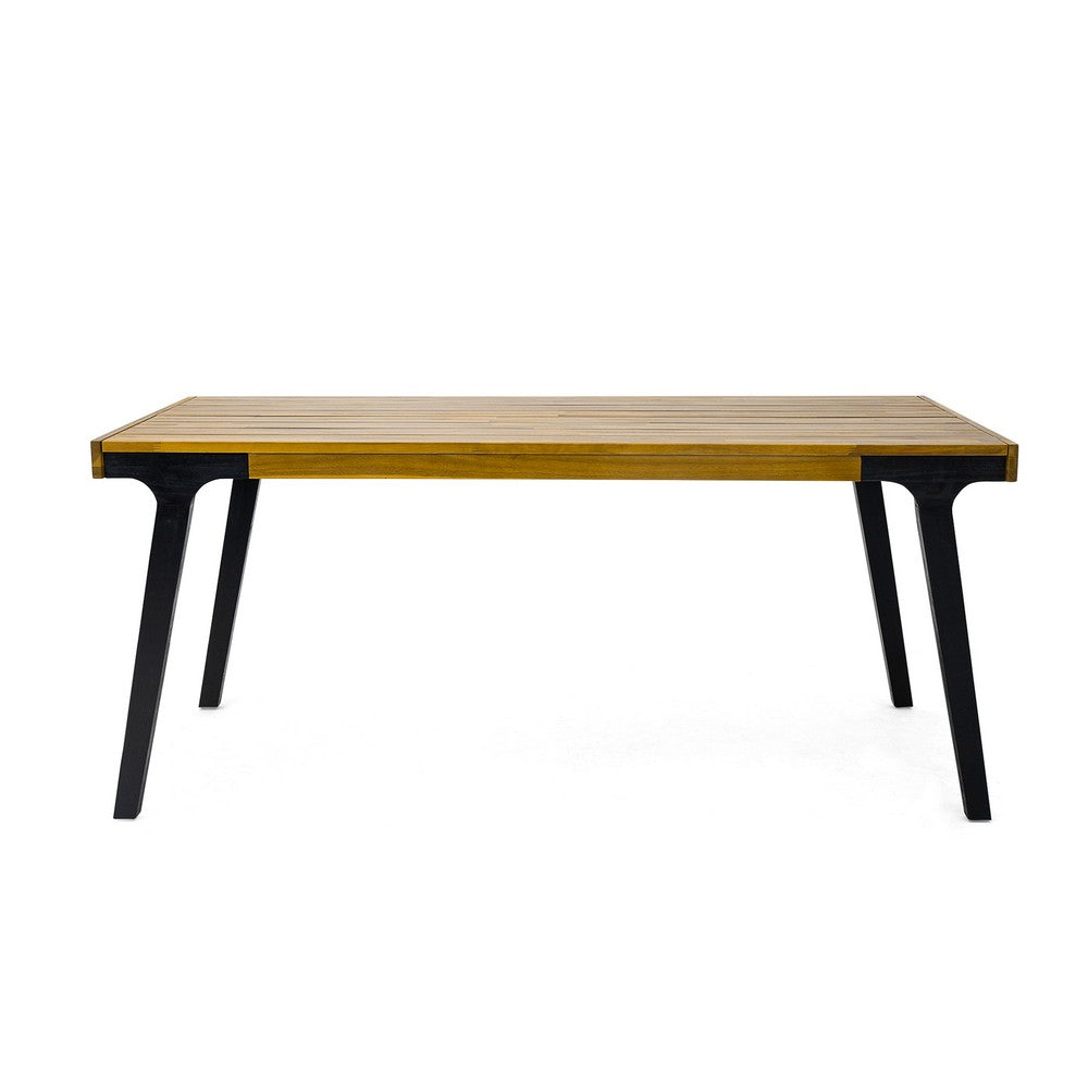 Sheldon Outdoor Dining Table, Rectangular 69 Inch Brown Wood, Black -BM323573