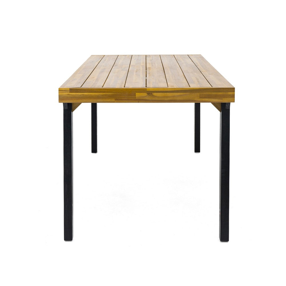 Sheldon Outdoor Dining Table, Rectangular 69 Inch Brown Wood, Black -BM323573