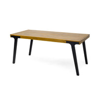 Sheldon Outdoor Dining Table, Rectangular 69 Inch Brown Wood, Black -BM323573