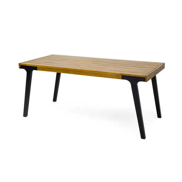 Sheldon Outdoor Dining Table, Rectangular 69 Inch Brown Wood, Black -BM323573