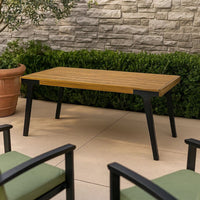Sheldon Outdoor Dining Table, Rectangular 69 Inch Brown Wood, Black -BM323573