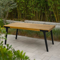 Sheldon Outdoor Dining Table, Rectangular 69 Inch Brown Wood, Black -BM323573